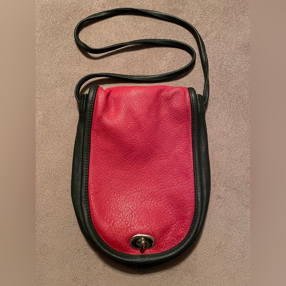 Karen Gunna leather red and black crossbody bag